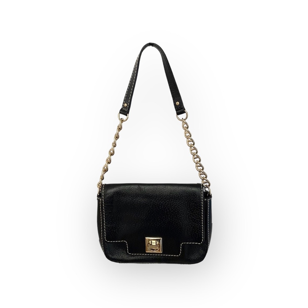 Kate Spade KSNY  Turnlock Gold Chain Handle Mini Bag Handbag  Black Leather  - Picture 15 of 16